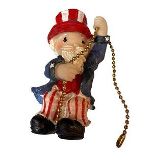 Holiday 4th Of July, Uncle Sam Resin Ceiling Fan Lamp Pull Gold Chain 3.25' H.